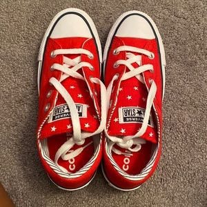 Red Converse (Chuck Taylors). Size 6